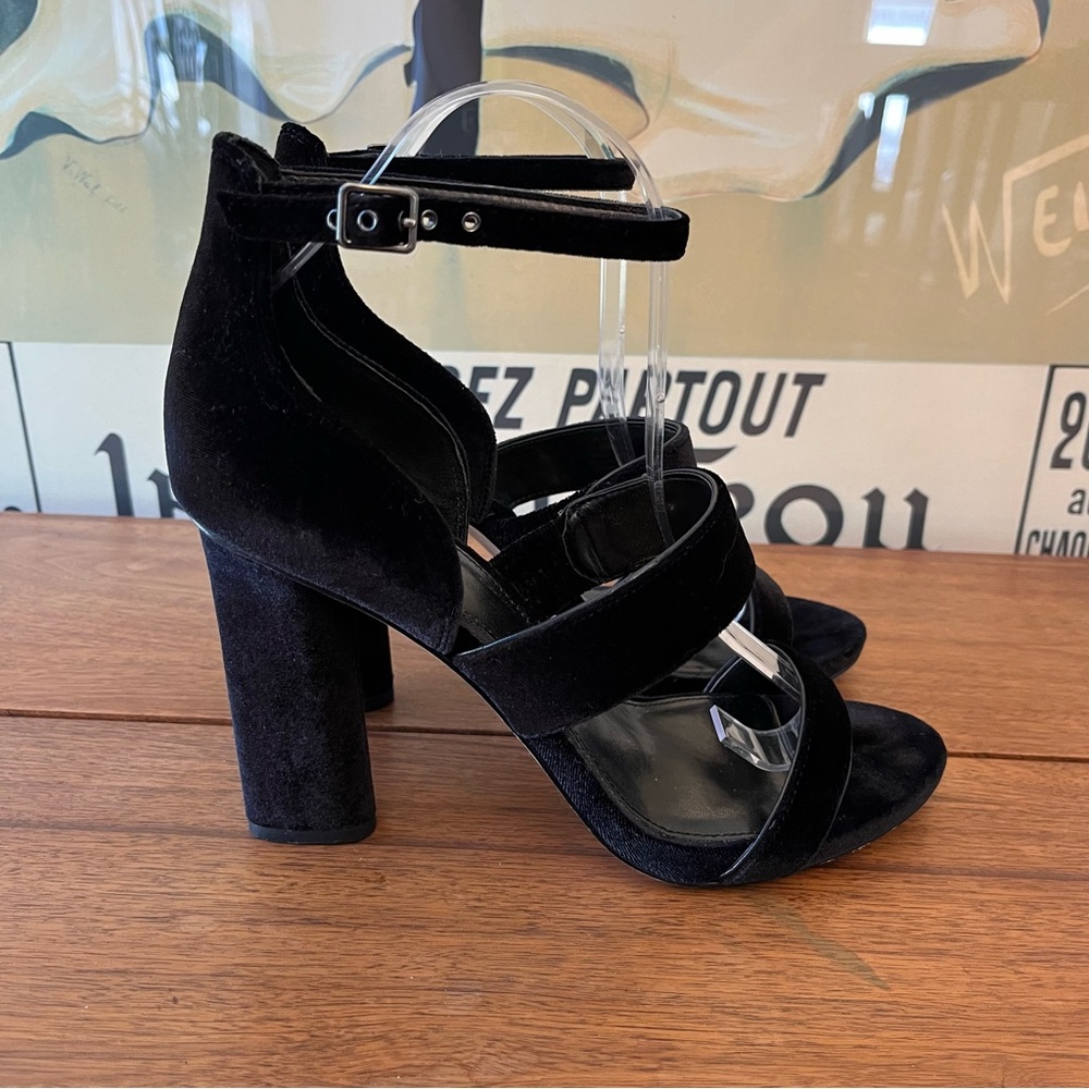 Vince Camuto Black Velvet Robeka Block Heel Sandals